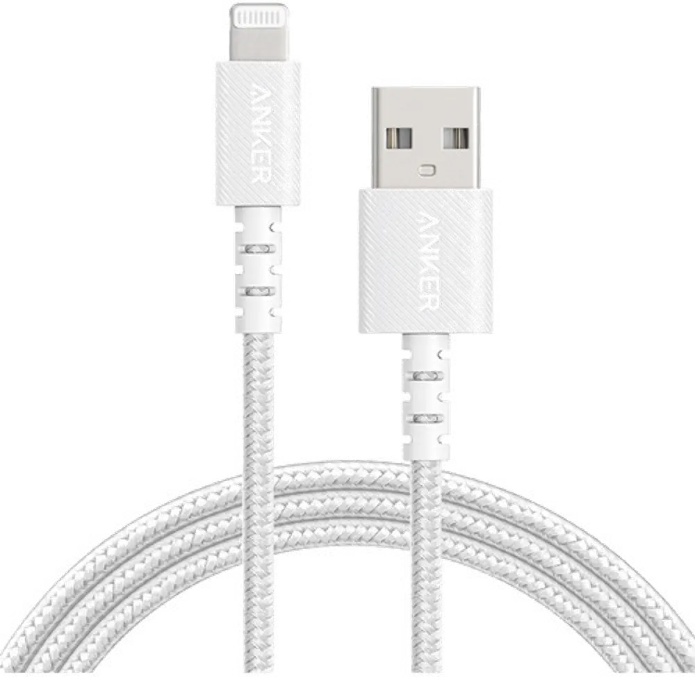 ANKER 6' Powerline Select+ Braided USB-A to Lightning Cable - White-1