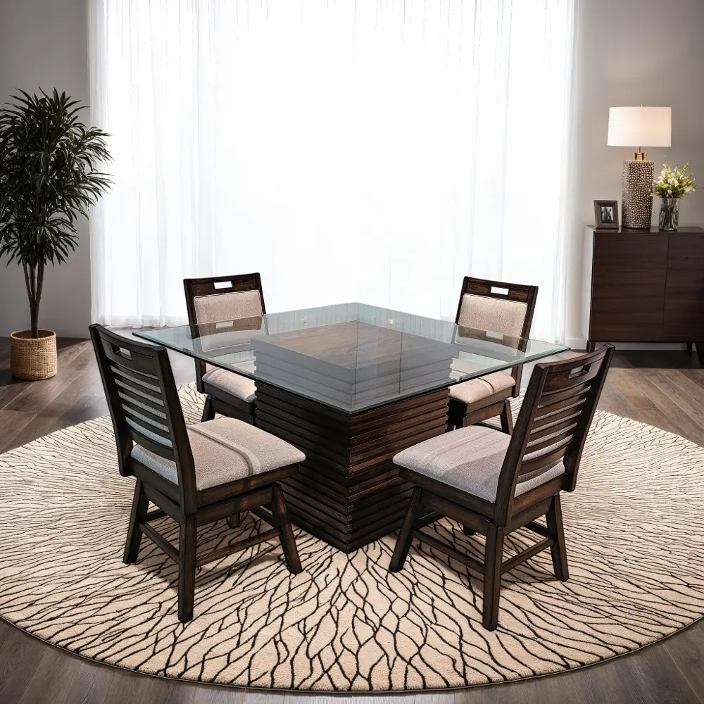 Dallas Walnut Brown 5 Piece Dining Set-1