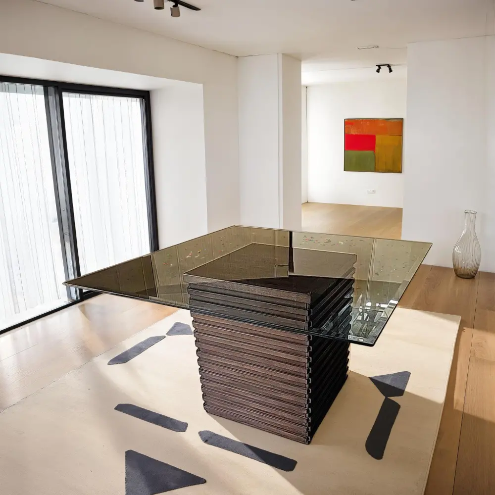 Dallas Walnut Brown and Glass Dining Table-1