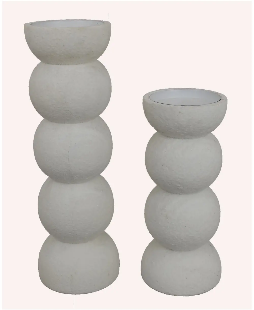 Off White Set of Two Candle Holders-1