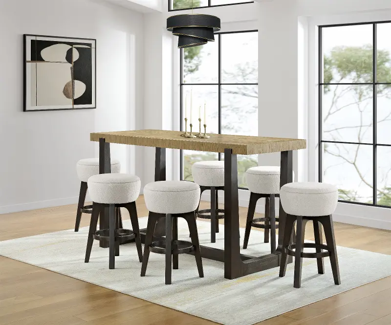 Sudbury Natural and Dark Brown Bar Height 5 Piece Dining Set