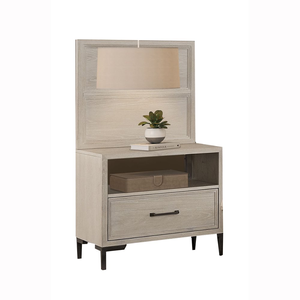 Wallburg Off-White Nightstand with Back Panel