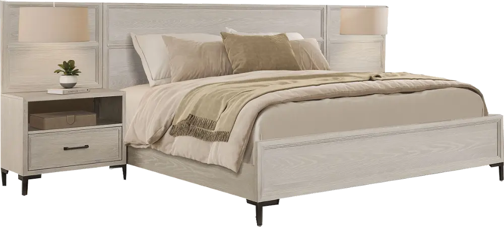 Wallburg Off-White King Platform Wall Bed-2