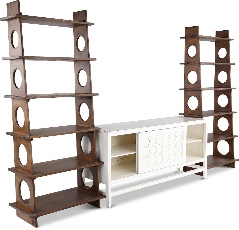 Marabella Circles White and Brown Entertainment Center