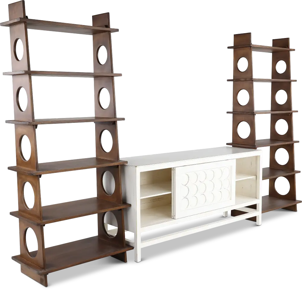 Marabella Circles White and Brown Entertainment Center-1