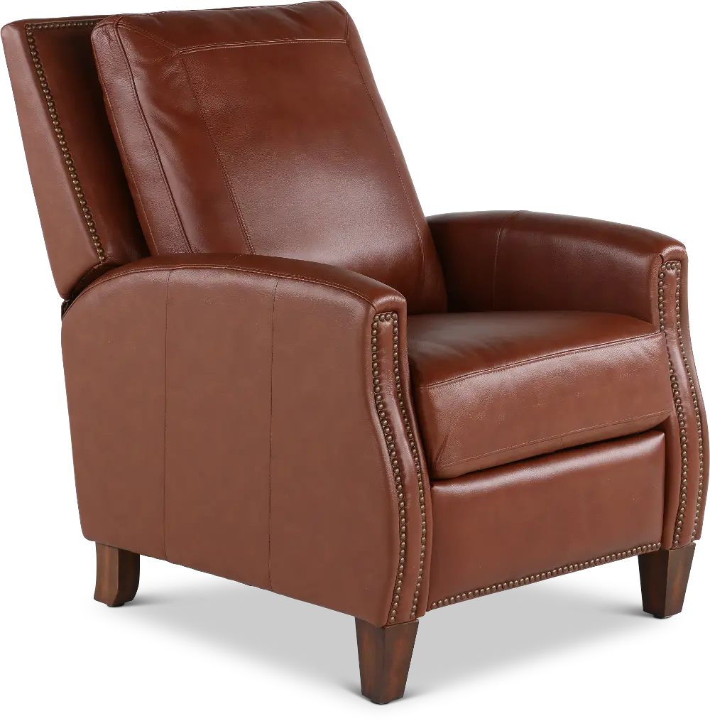 Hunter Chestnut Brown Pushback High-Leg Recliner-1