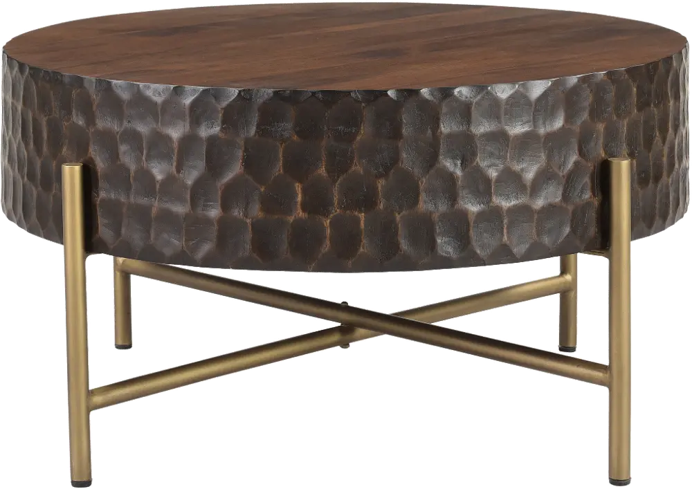 Santa Cruz Antique Bronze and Brown Coffee Table-1