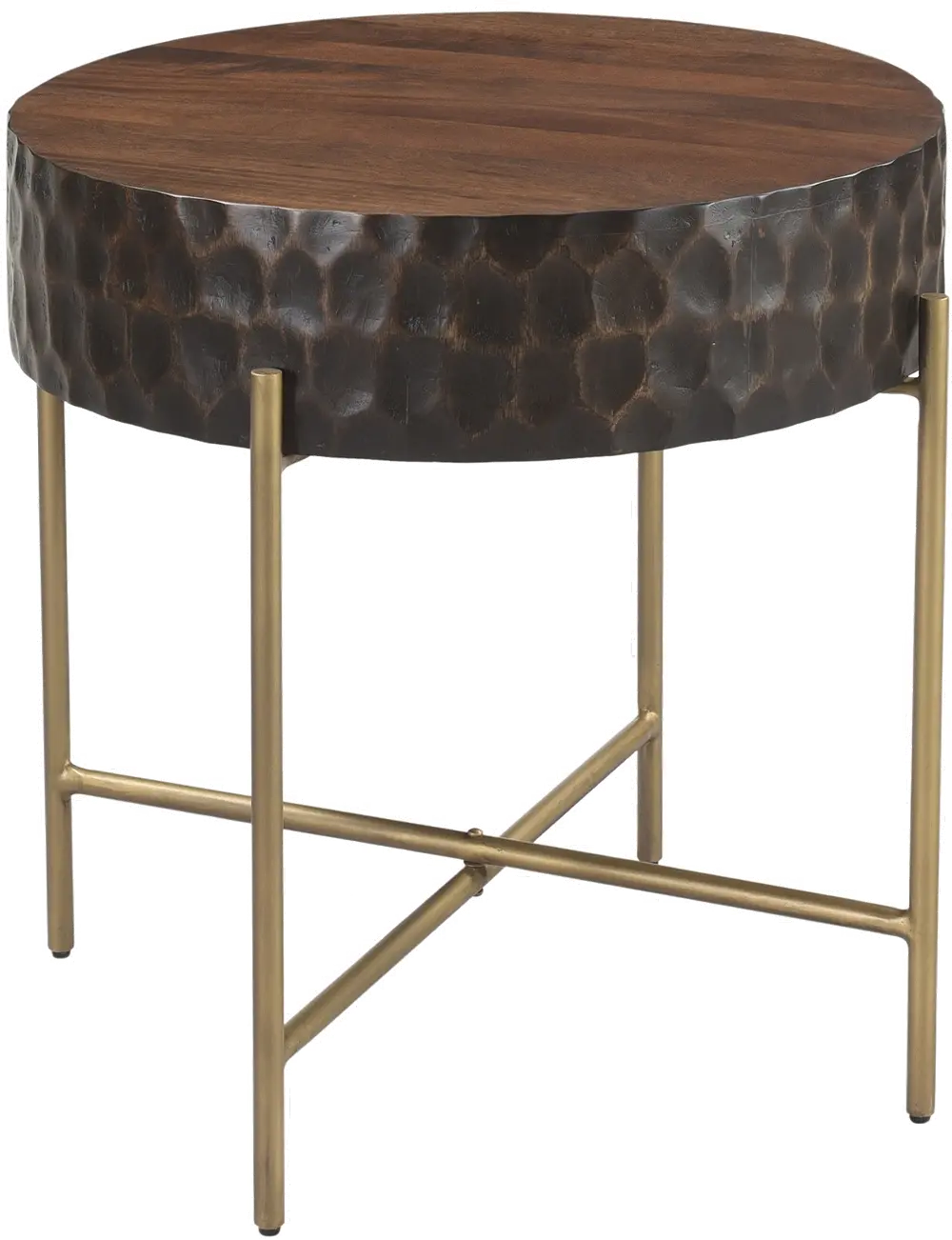 Santa Cruz Antique Bronze and Brown End Table-1