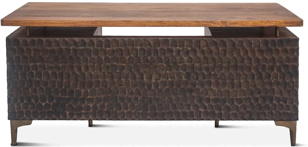 Santa Cruz Antique Bronze and Brown Office Desk-1