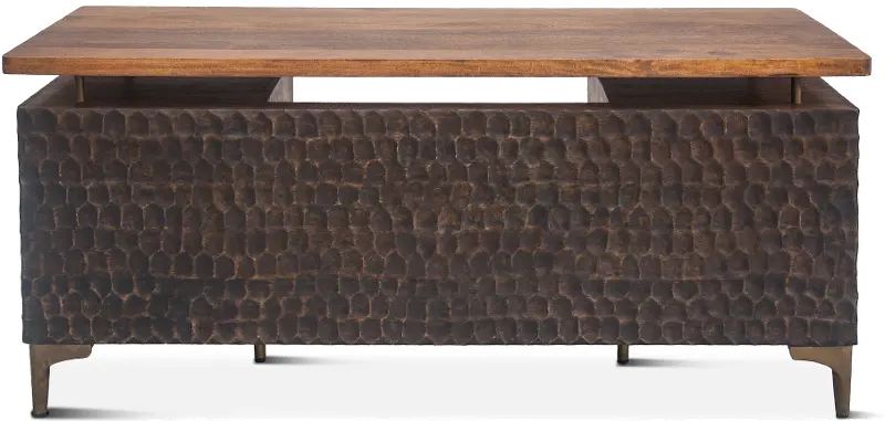 Santa Cruz Antique Bronze and Brown Office Desk