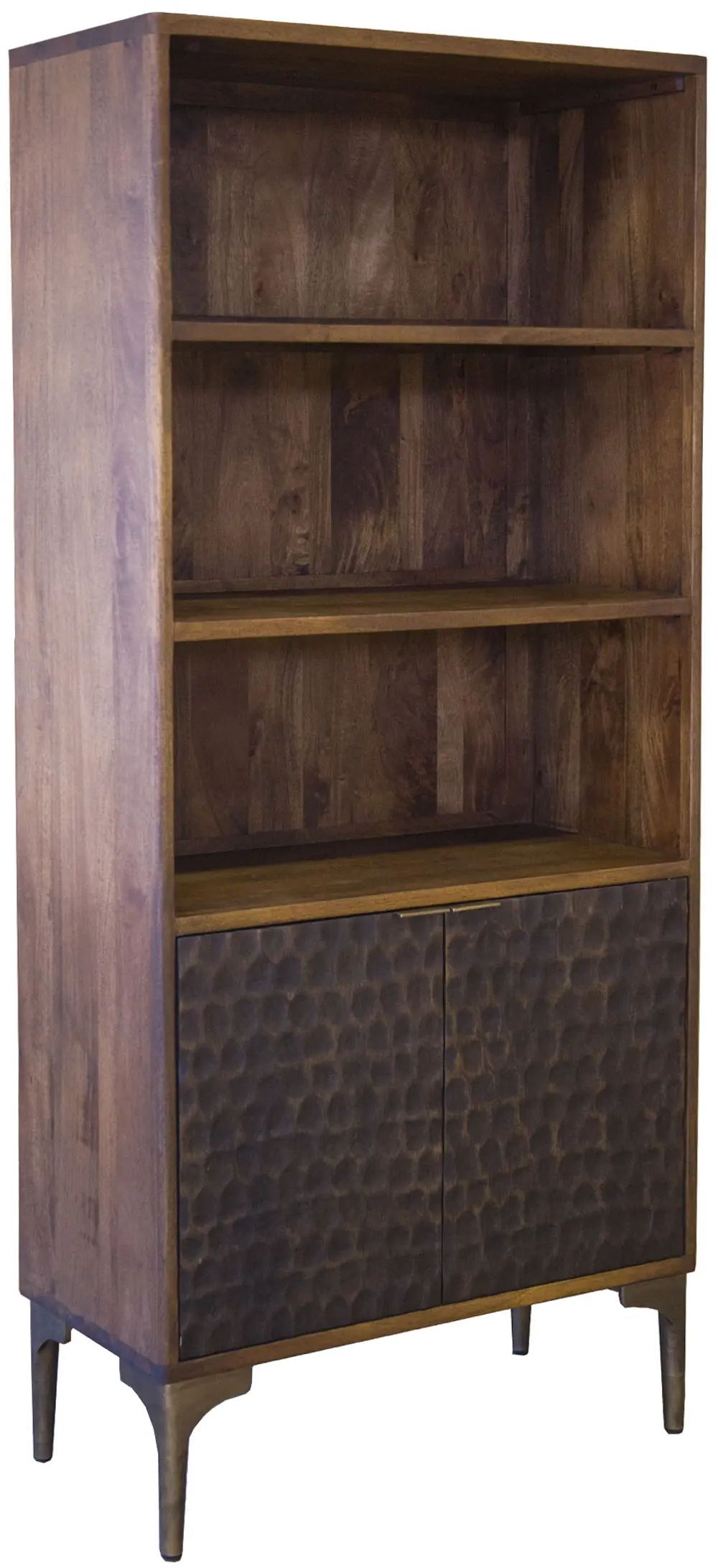 Santa Cruz Antique Bronze and Brown Bookcase-1