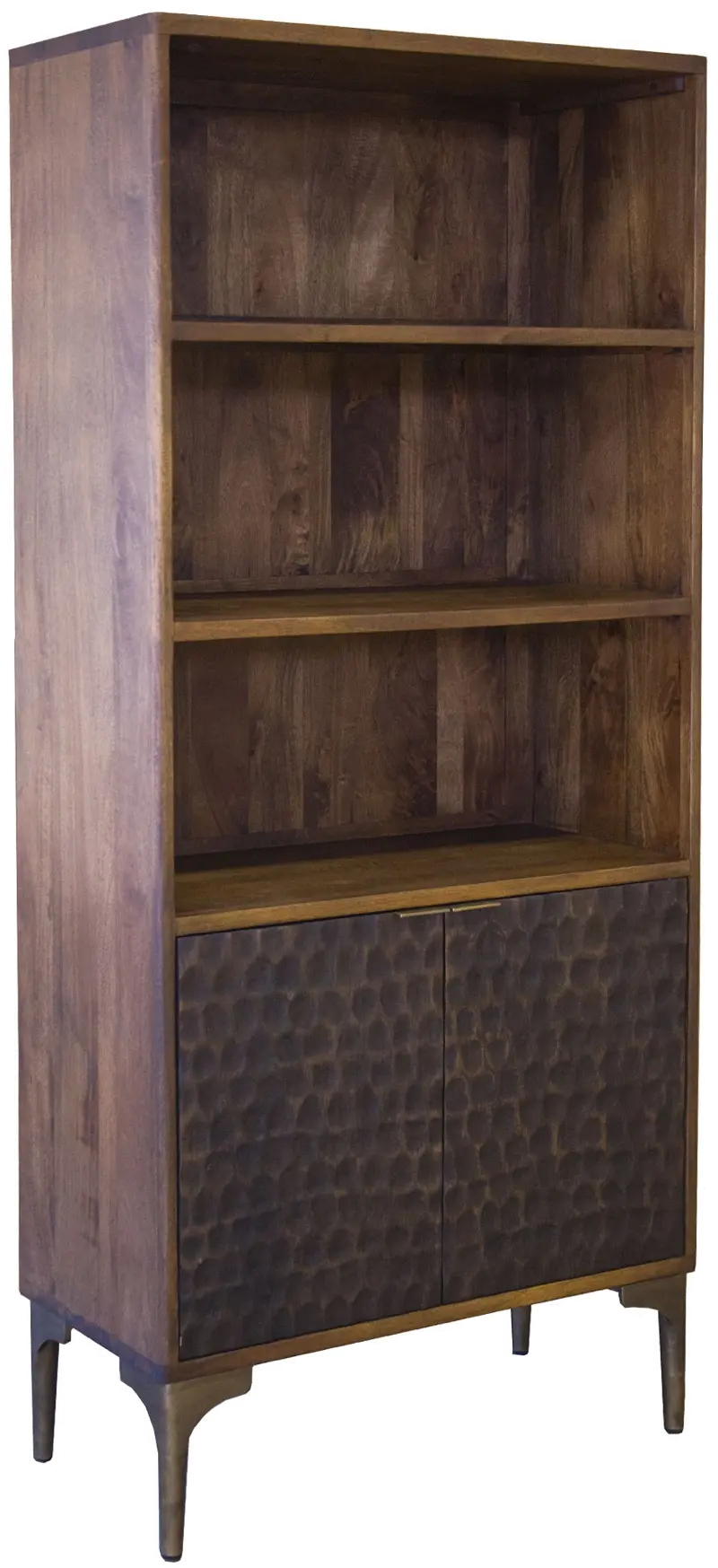 Santa Cruz Antique Bronze and Brown Bookcase