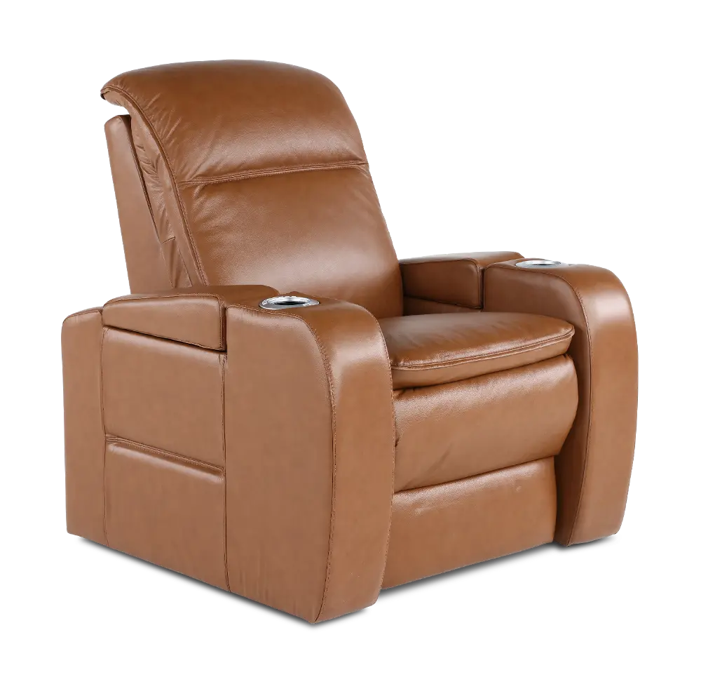 Vertex Sahara Brown Leather Power Recliner-1