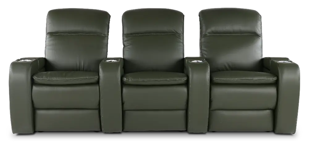 Vertex Basil Green Leather 3 Piece Power Reclining Home Theater Set-1
