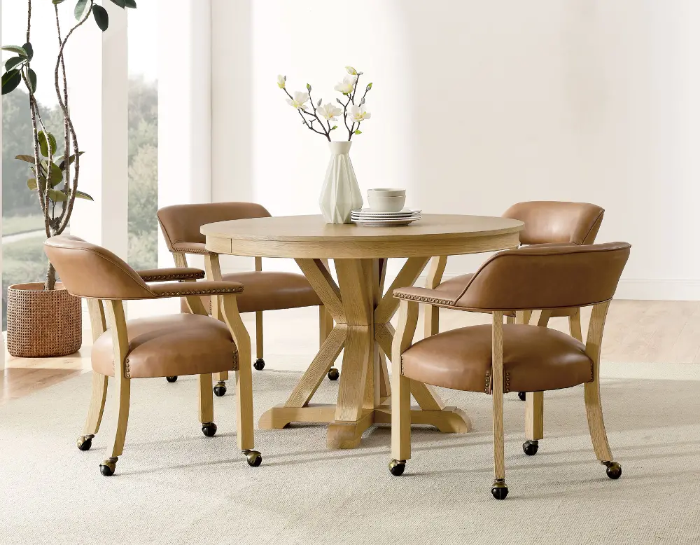 Rylie Sand and Camel Brown 5 Piece Game Table Set-1