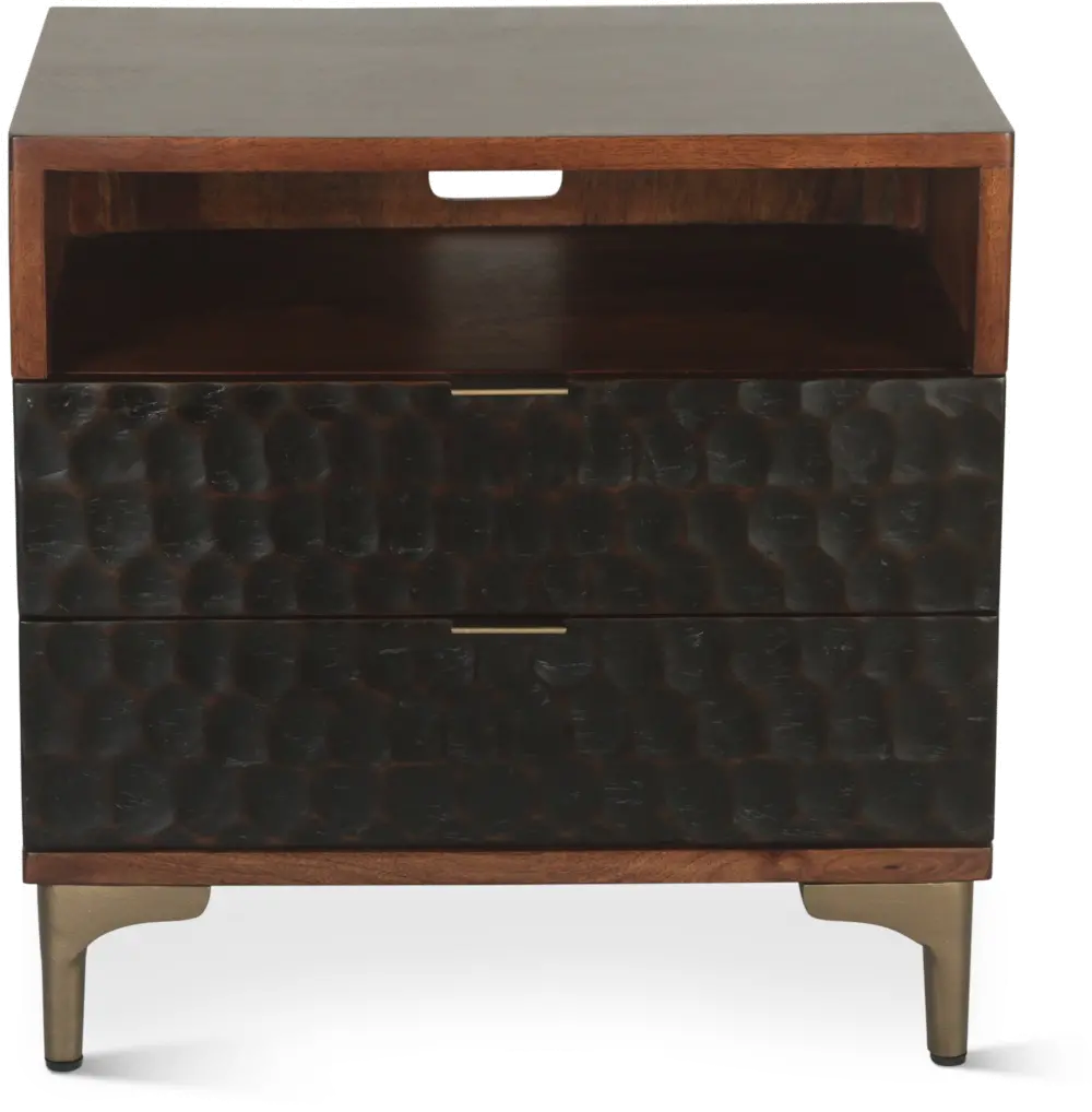 Santa Cruz Antique Bronze and Brown Nightstand-1