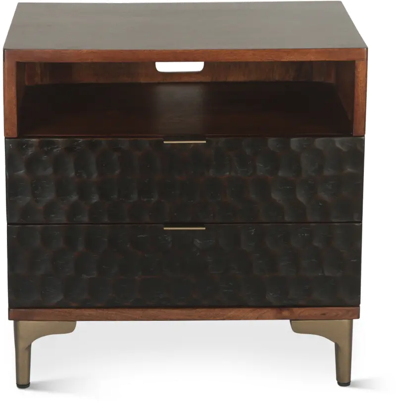 Santa Cruz Antique Bronze and Brown Nightstand