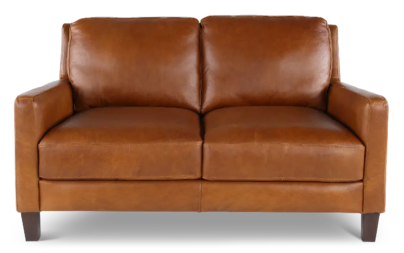 Leon Brown Leather Loveseat