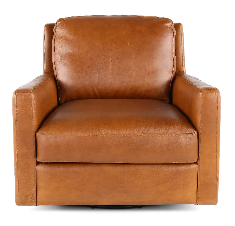 Leon Brown Leather Swivel Chair