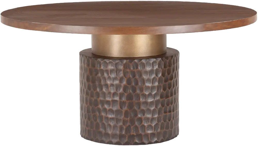 Santa Cruz Antique Bronze and Brown 60  Round Dining Table-1
