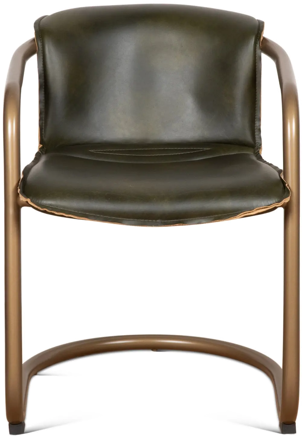 Portofino Antique Gold and Green Leather Dining Chair-1