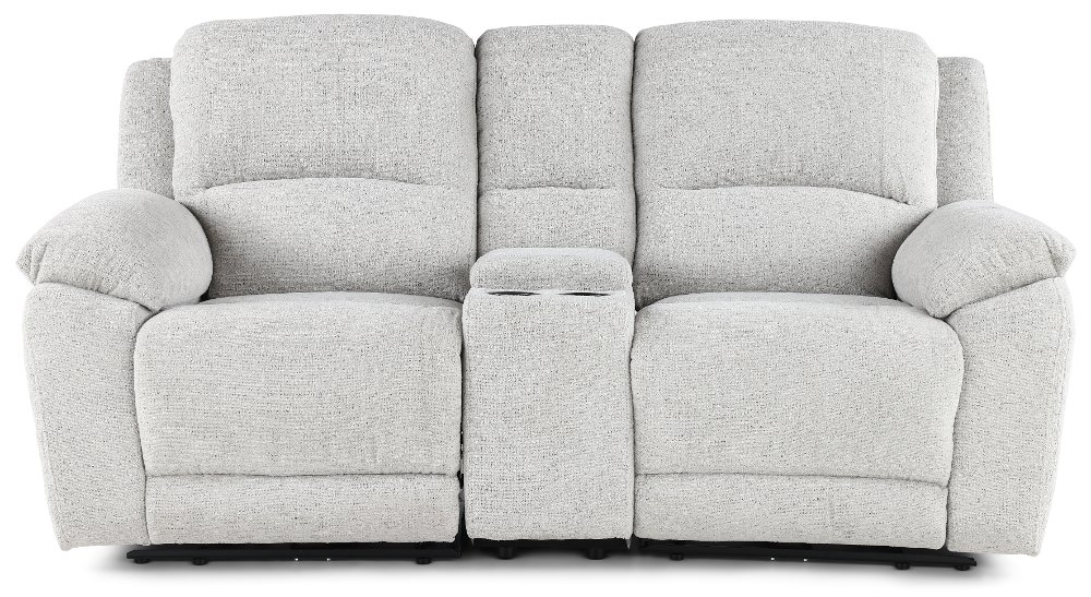Sahara Nickle Light Gray Power Reclining Loveseat with Console