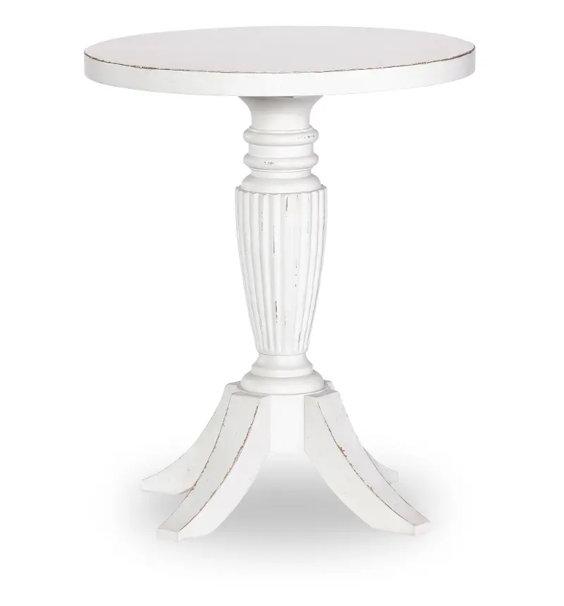 Country White Round End Table