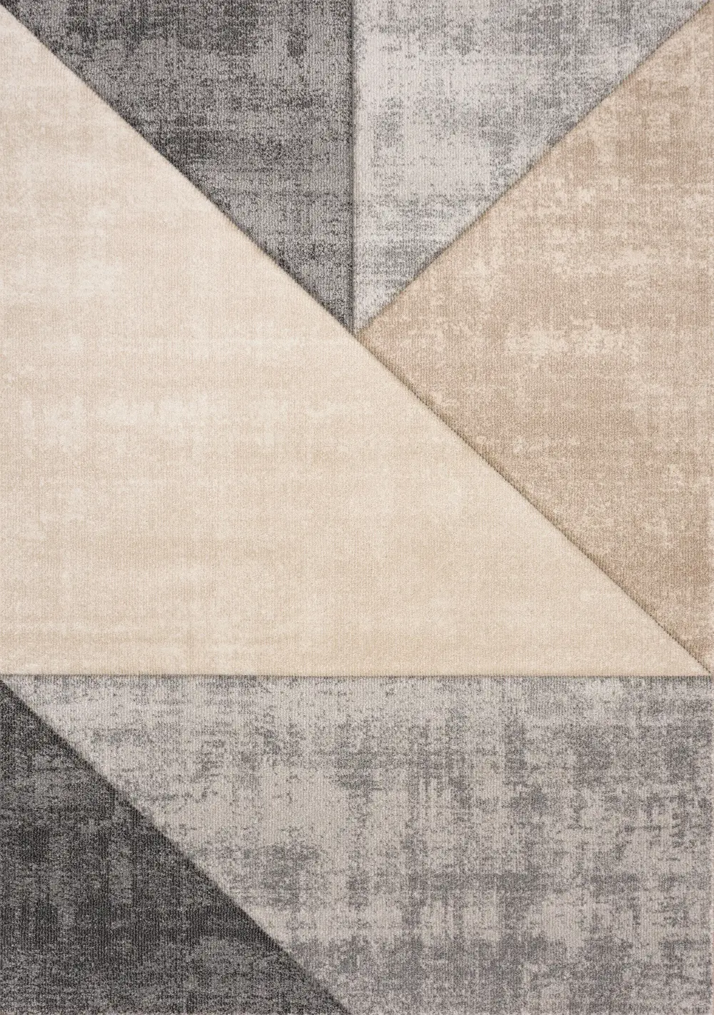 Folio 5 x 8 Neutral Carved Triangular Area Rug-1