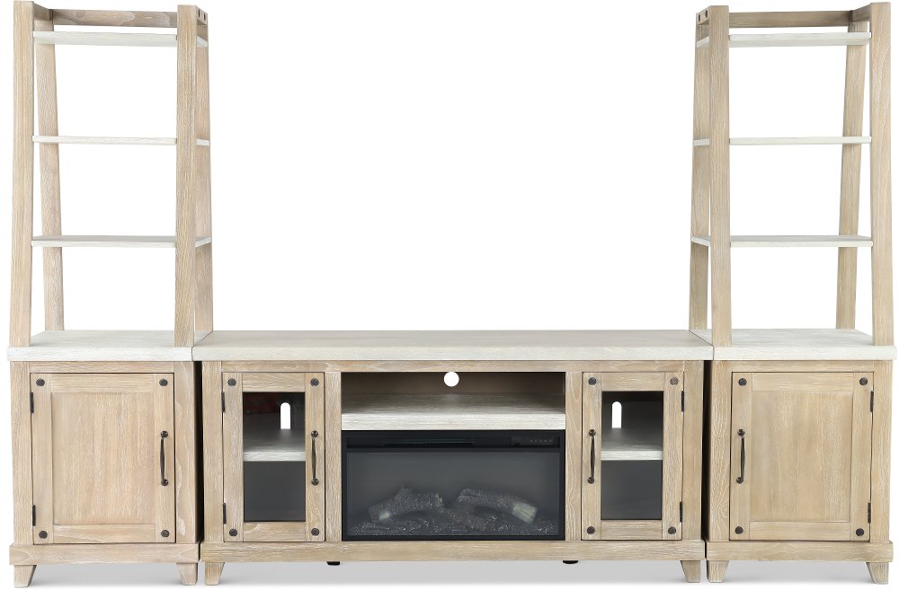 Rivan 64" Natural Fireplace Entertainment Center