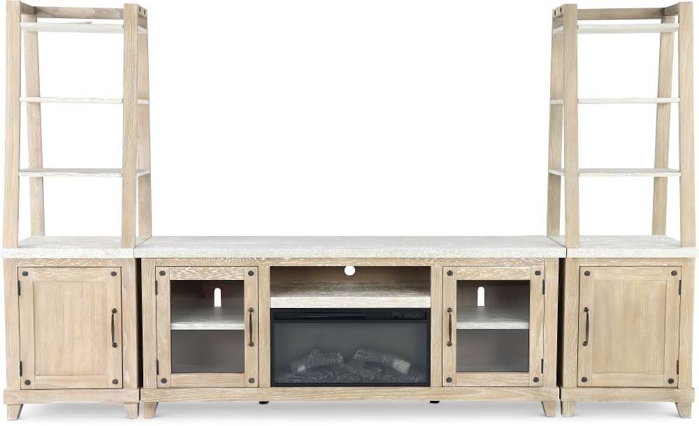 Rivan 74" Natural Fireplace Entertainment Center