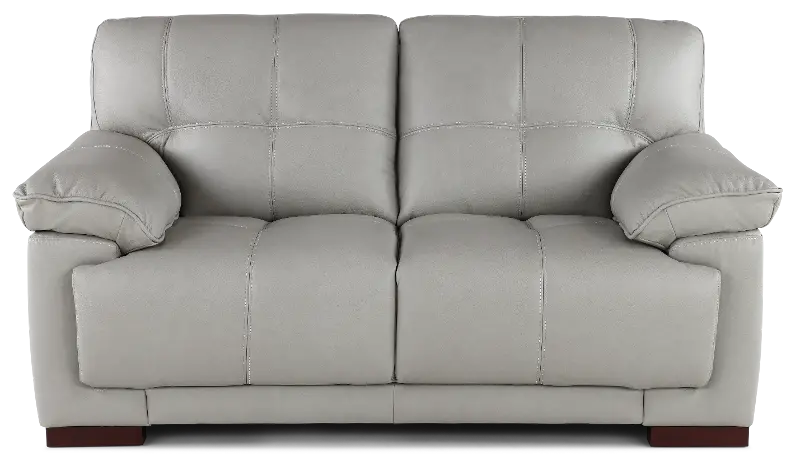 Baron Gray Leather Loveseat