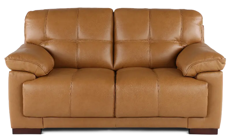 Baron Toffee Brown Leather Loveseat