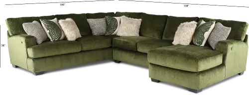 Pine Green 3 Piece Sectional