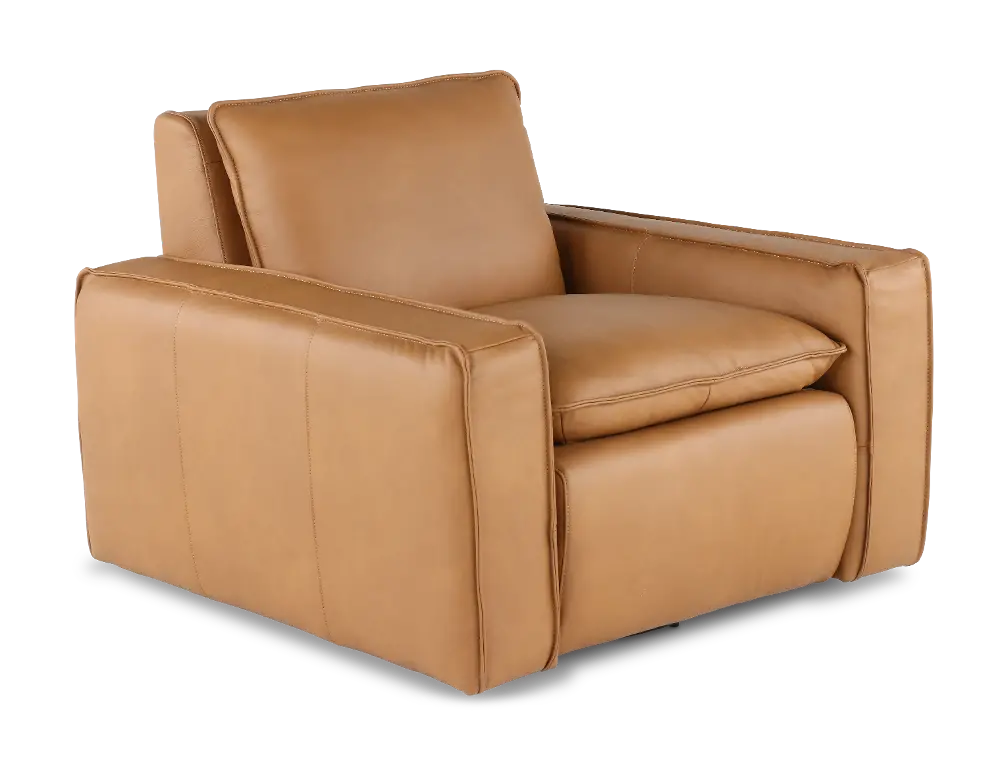 Oslo Tan Leather Swivel Chair-1