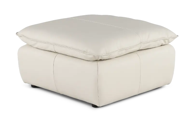 Oslo Off-White Leather Large Ottoman
