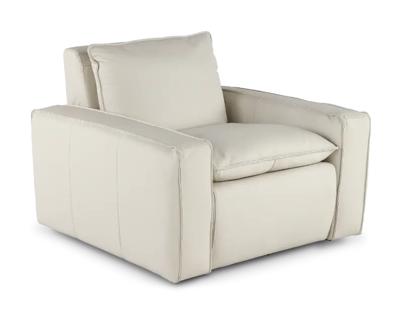 Oslo Off-White Leather Swivel Chair