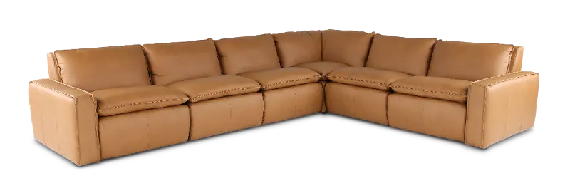 Oslo Tan Leather 6 Piece Sectional