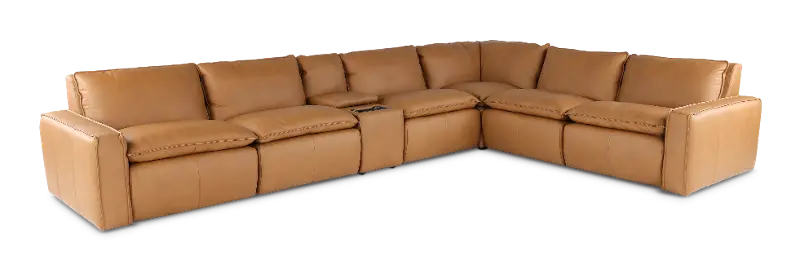 Oslo Tan Leather 7 Piece Sectional