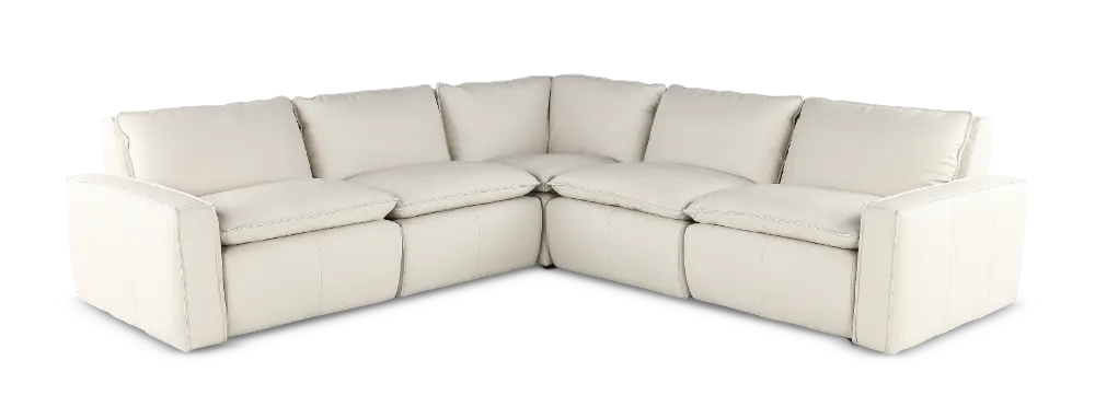 Oslo Off-White Leather 5 Piece Sectional-1