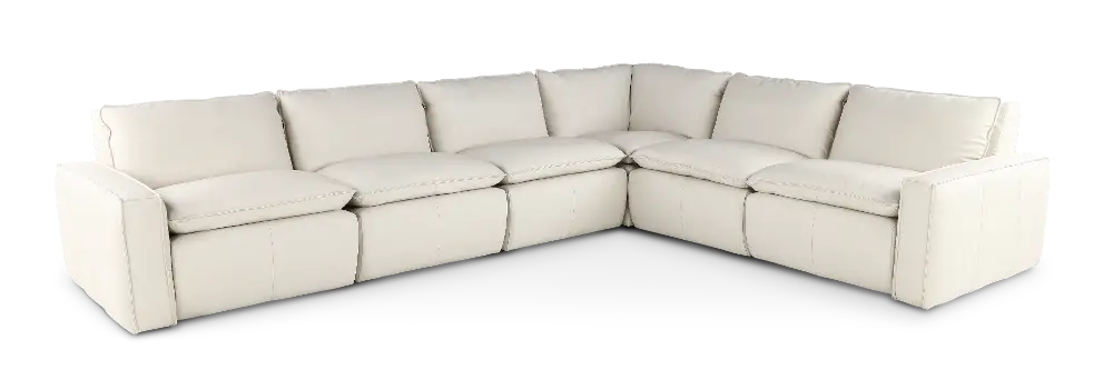 Oslo Off-White Leather 6 Piece Sectional-1