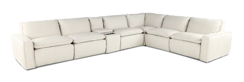 Oslo Off-White Leather 7 Piece Sectional