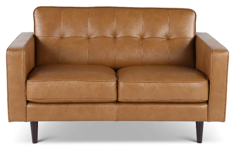 Stark Tan Leather Loveseat