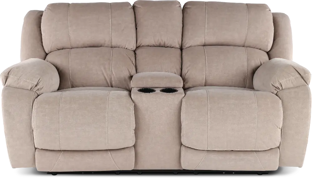Port Arthur Khaki Power Reclining Loveseat with Console-1
