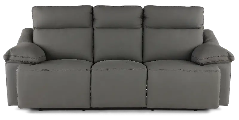 Istanbul Gray Leather Power Reclining Sofa with Power Headrests