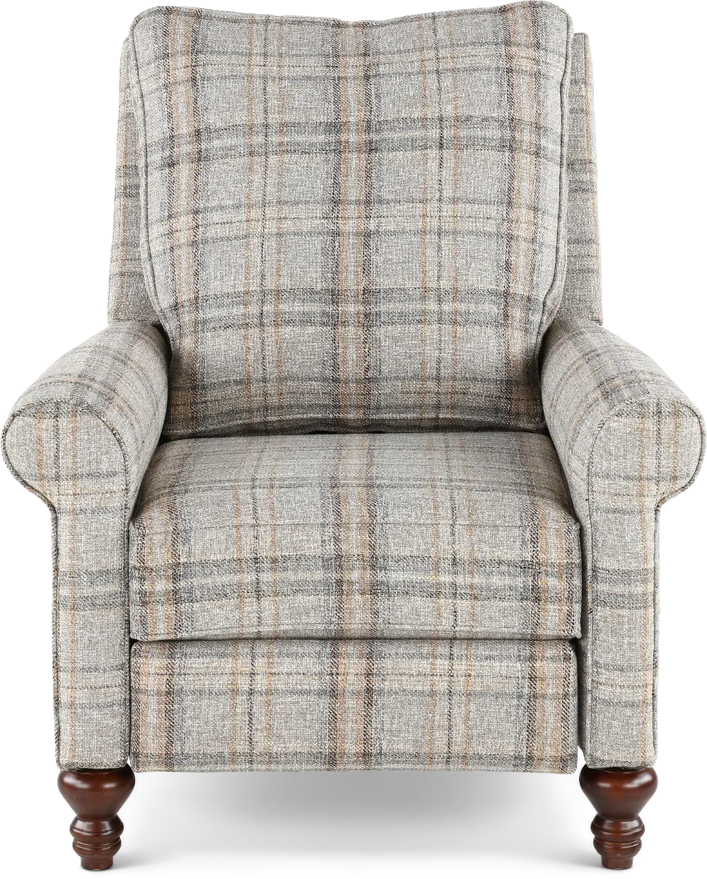 Addie Gray Plaid Pushback Recliner-1