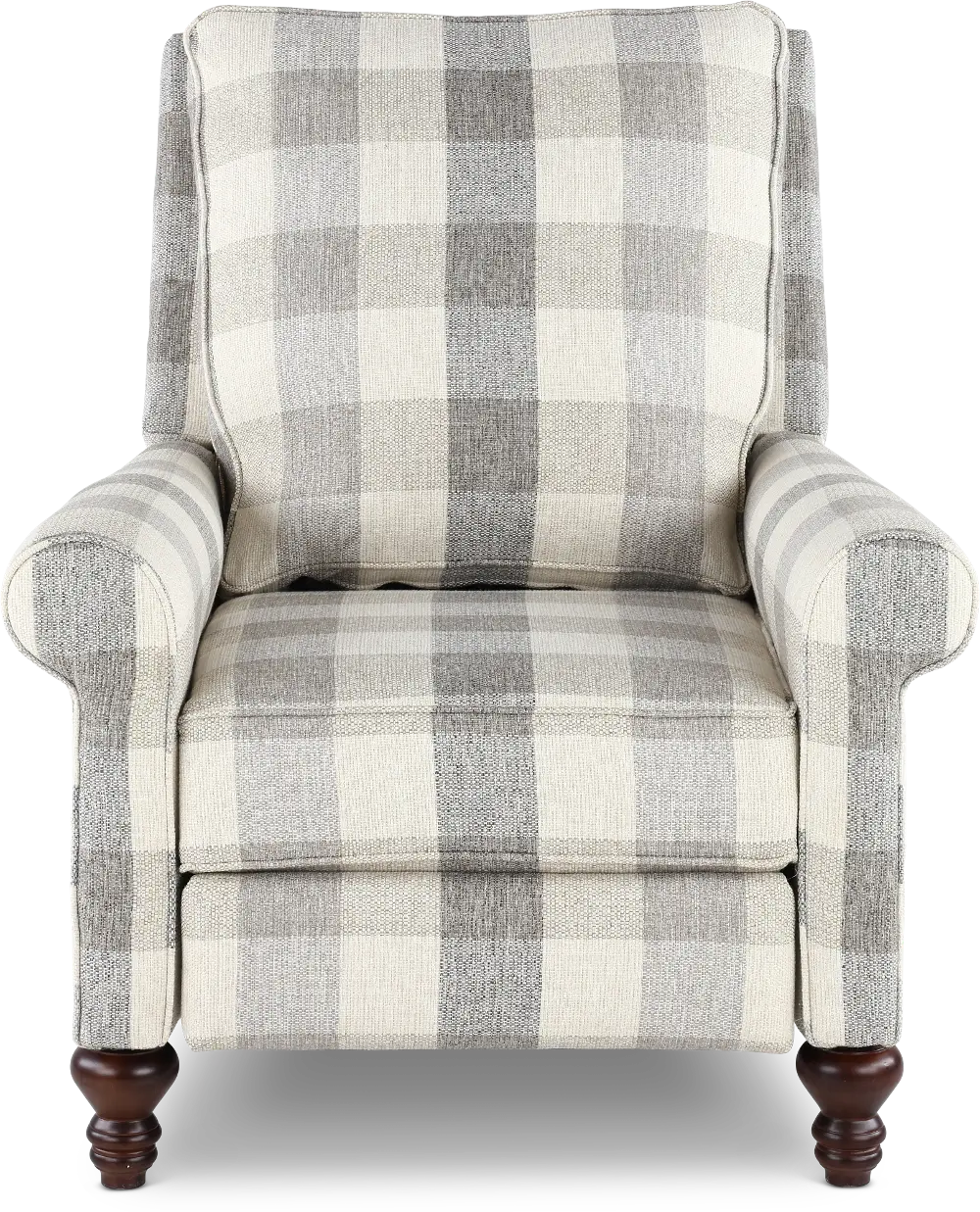Addie Light Gray Buffalo Check Pushback Recliner-1