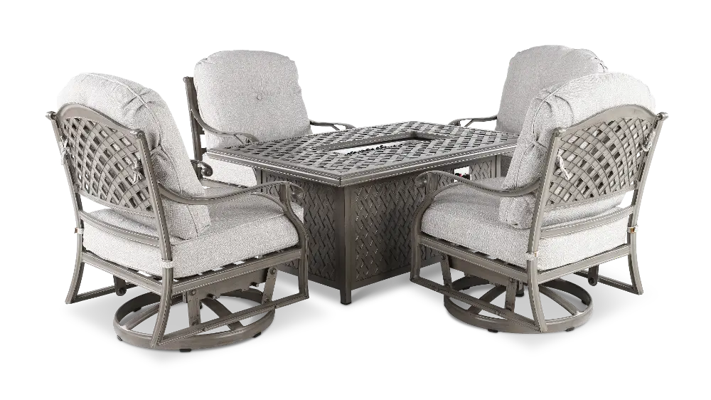 Macan 5 Piece Gray and Beige Swivel Glider Patio Set-1