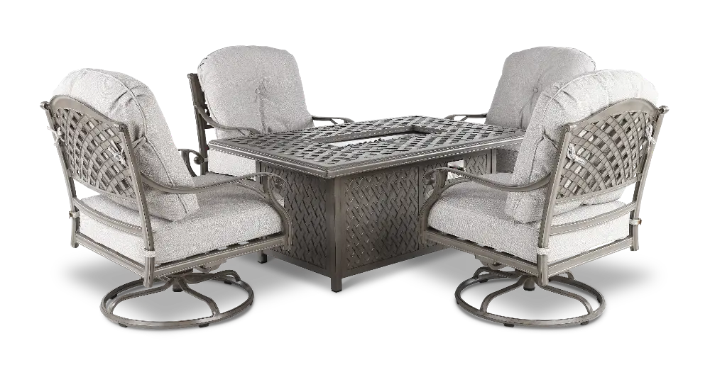 Macan 5 Piece Gray and Beige Swivel Rocker Patio Set-1