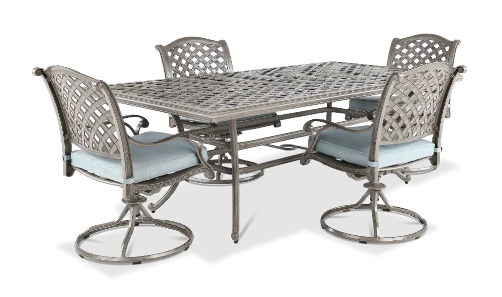 Macan 5 Piece Gray and Blue Patio Dining Set-1