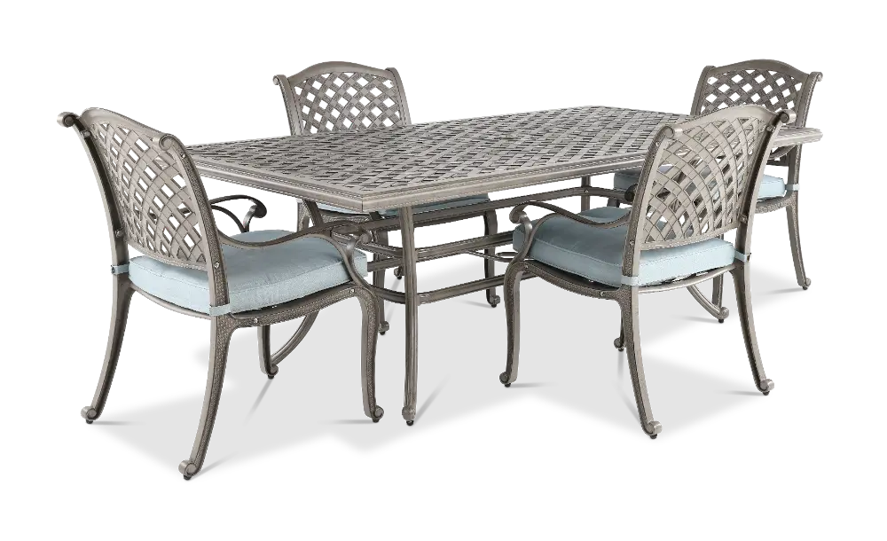 Macan 5 Piece Gray and Blue Patio Dining Set-1